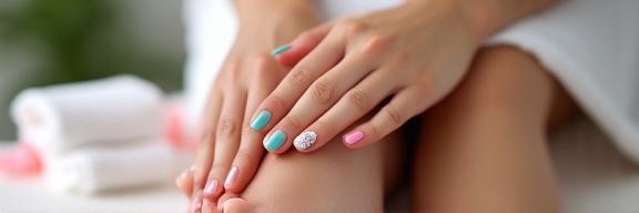Beauté des mains et pieds - manucure douce, vernis naturel et déco florale